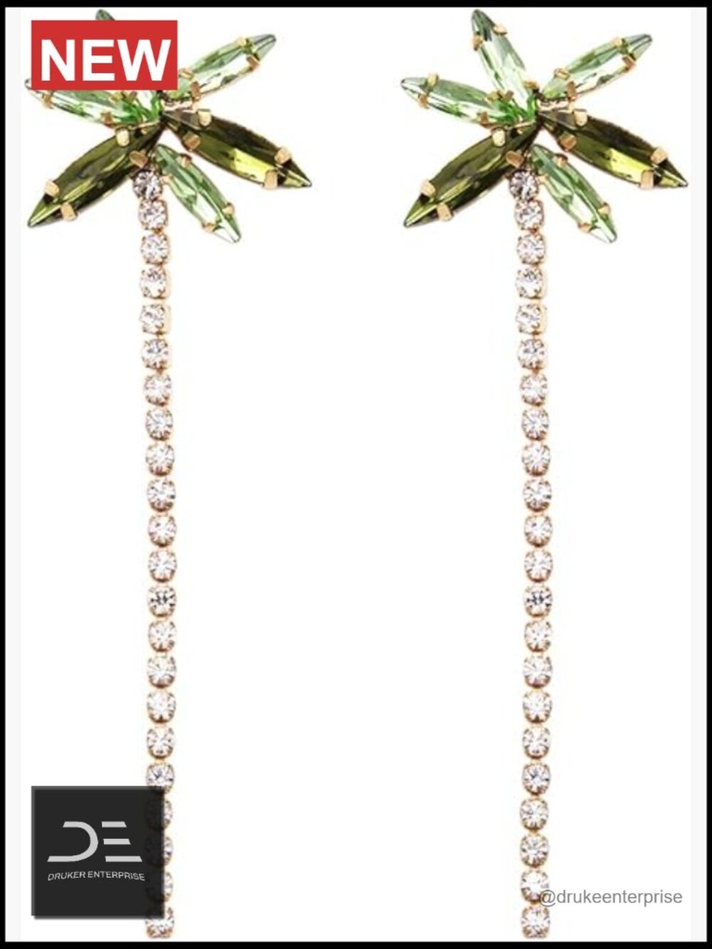 Crystal Palm Tree Jewelry Set with Necklace and Earrings